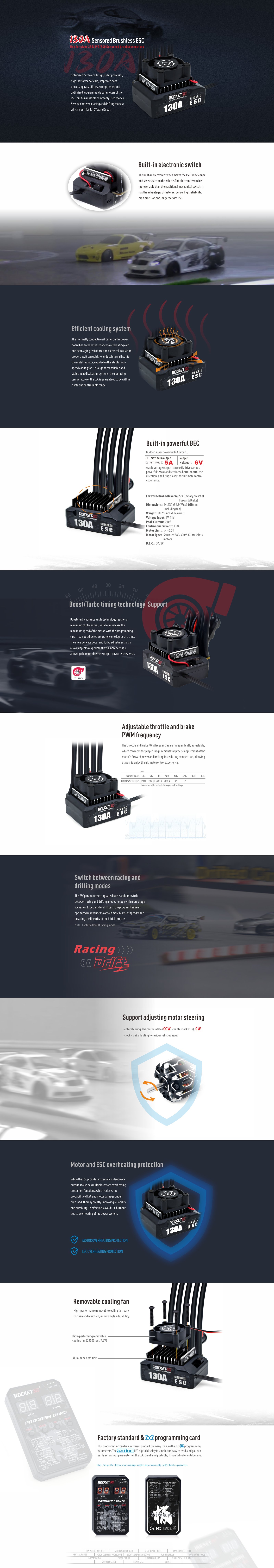 ROCKET-RC 130A Sensored Brushless ESC - Shenzhen Surpass
